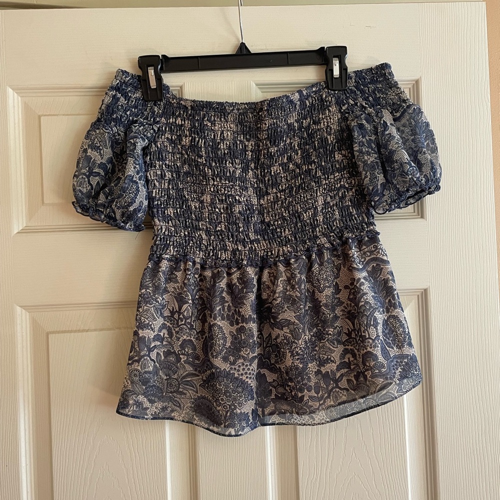 Floral Off-Shoulder Smocked Top